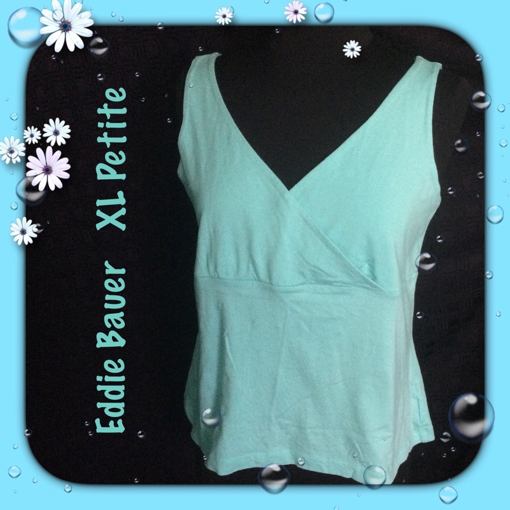 Eddie Bauer Turquoise V Neck Sleeveless Top XLP